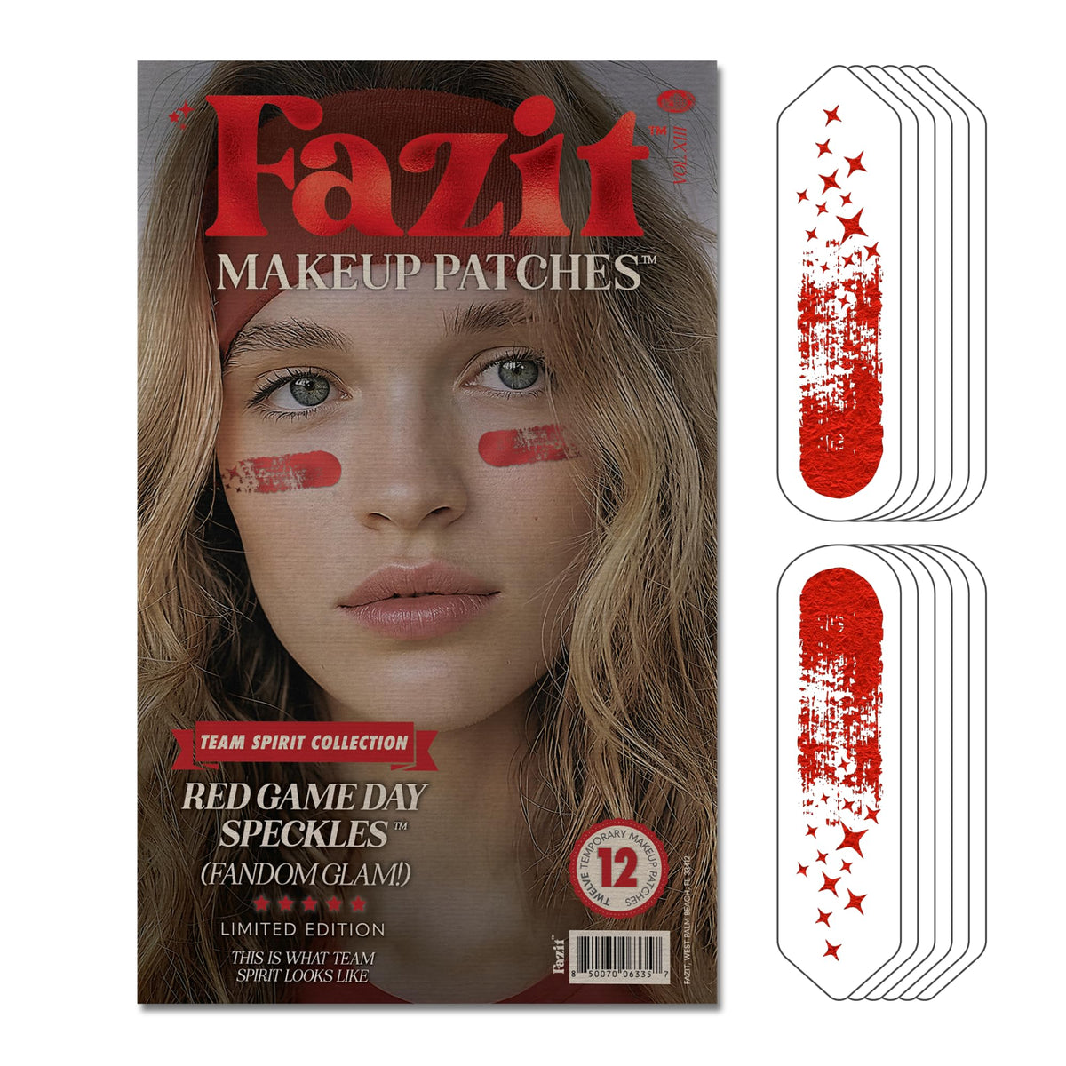 Fazit Makeup Patches red game day speckles add bold decorative accents.