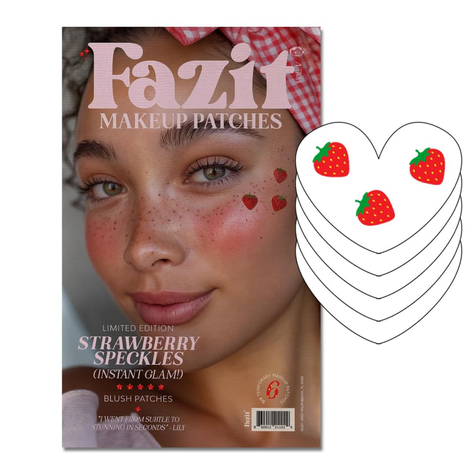Fazit Makeup Patches Strawberry Speckles glow on cheeks for a playful radiance.