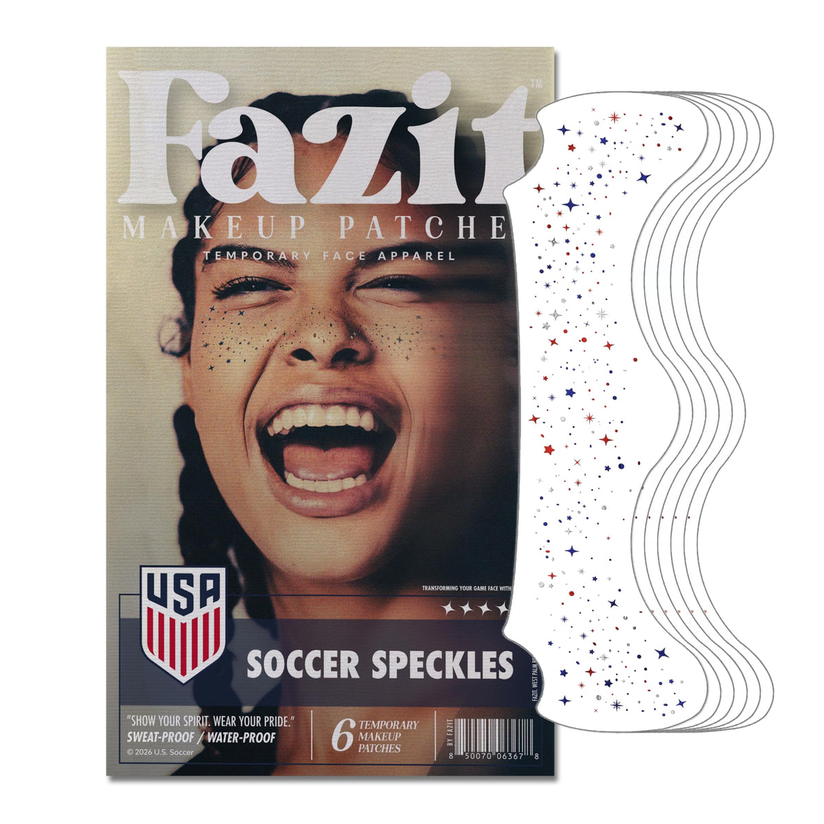 Fazit makeup patches with US soccer speckles add playful glow to your look