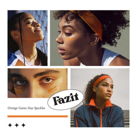 Fazit orange game day speckle patches glitter detail supports bold festival looks