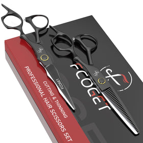 Fcoget professional hair cutting scissors kit for salon and home use, precision blades for smooth cuts
