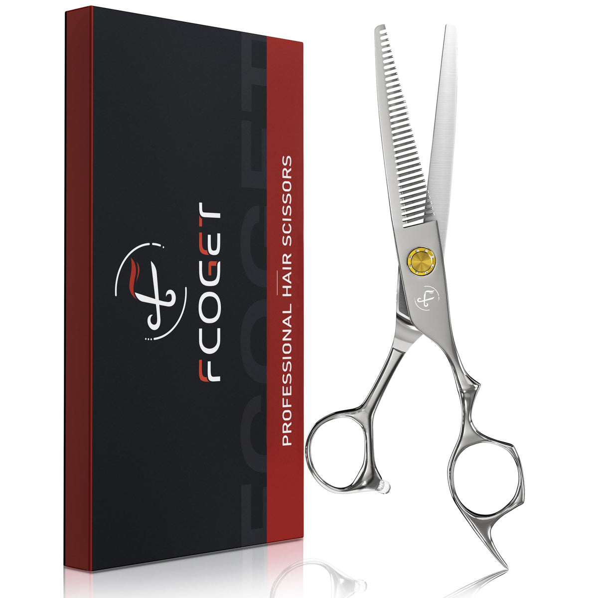 Fcoget professional thinning shears with 440C blades for precise, salon-quality cuts