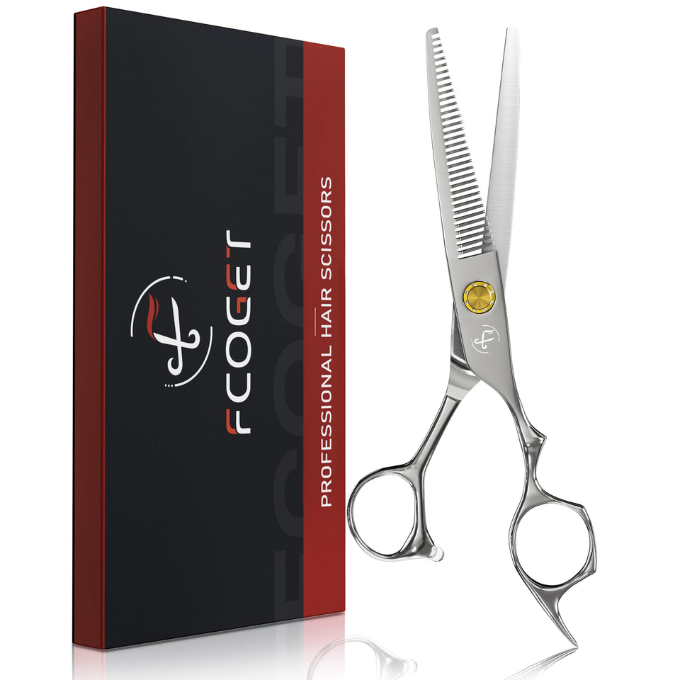 Fcoget professional thinning shears with 440C blades for precise, salon-quality cuts