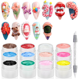 Fcozpjk 3D sculpture gel kit with white pen for precise nail art.