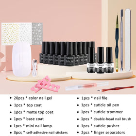 Fcozpjk color gel polish range from nude to glitter shades.
