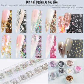 Fcozpjk glitter powder set adds shimmer for ombre and sparkle designs