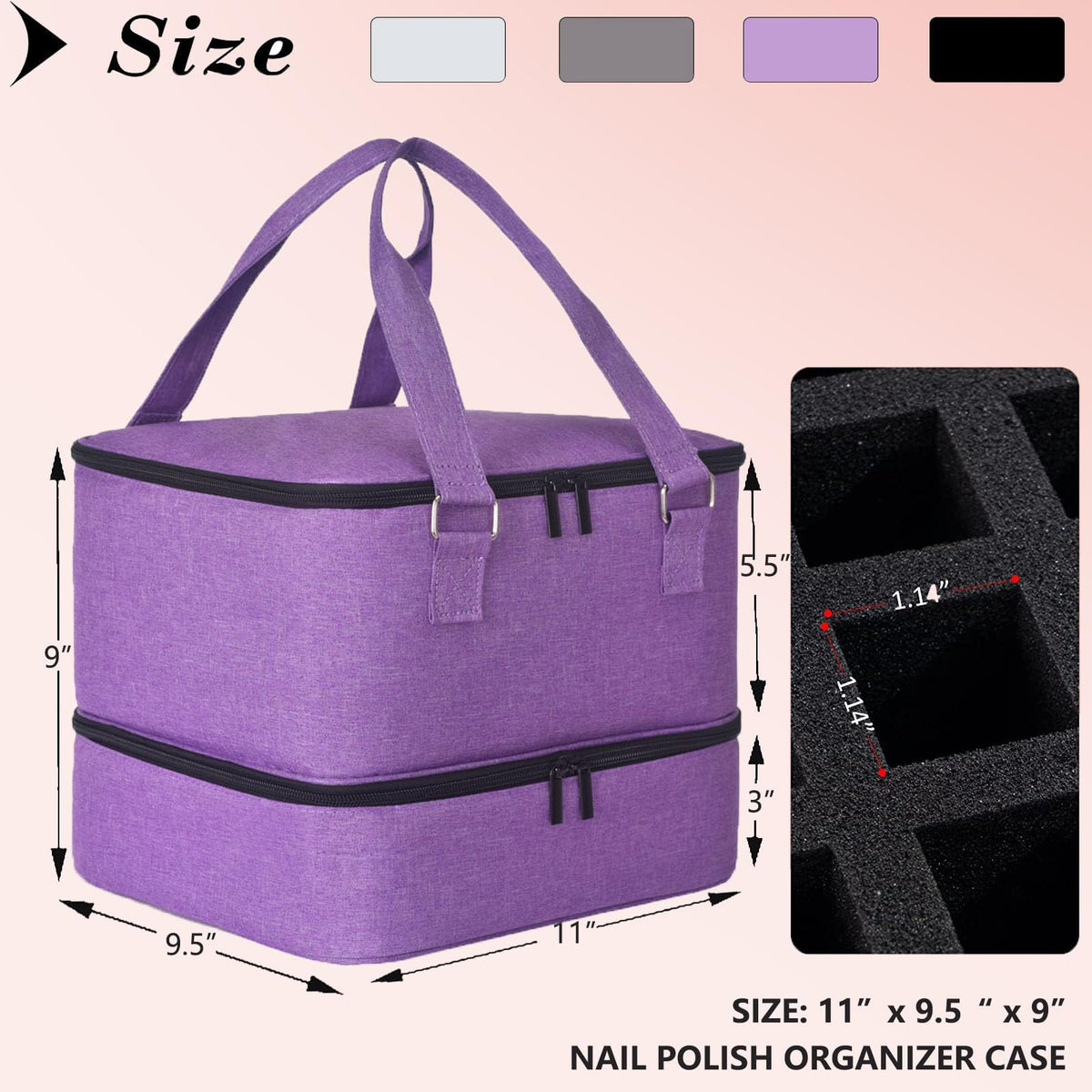 FCQQYWZ compact nail kit storage inside the organizer