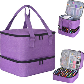 FCQQYWZ nail polish organizer case showing 42+ bottles and lamp for tidy storage