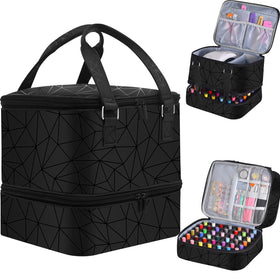 FCQQYWZ Nail Polish Organizer Case closed view shows large capacity for bottles and lamp.