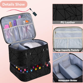 FCQQYWZ Nail Polish Organizer Case double-layer open for easy access to items.