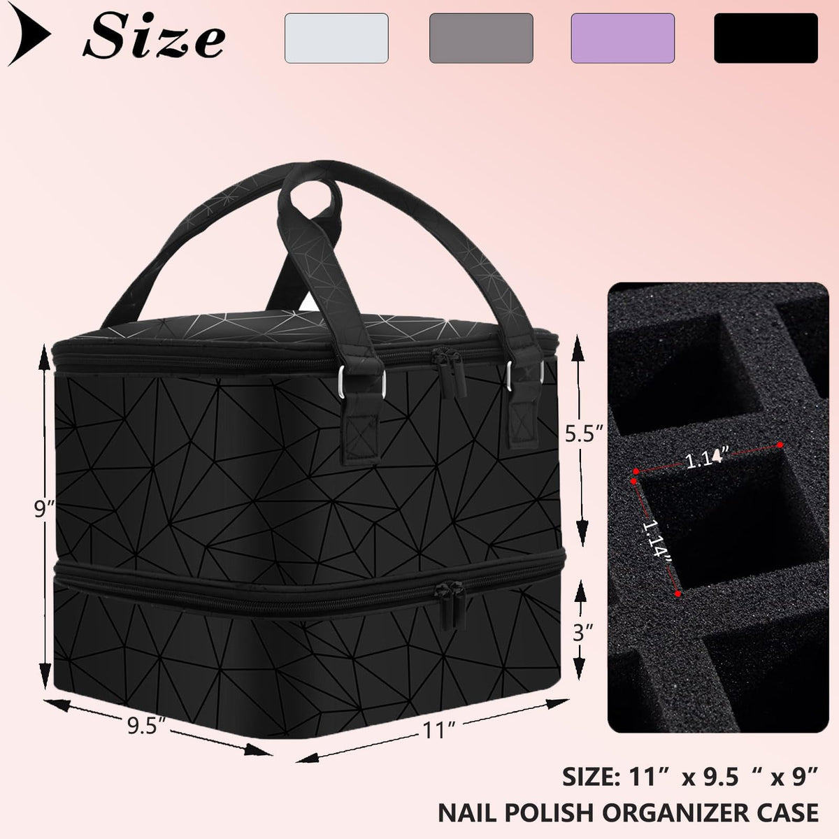 FCQQYWZ PU leather case offers durable, easy-clean storage for nails.