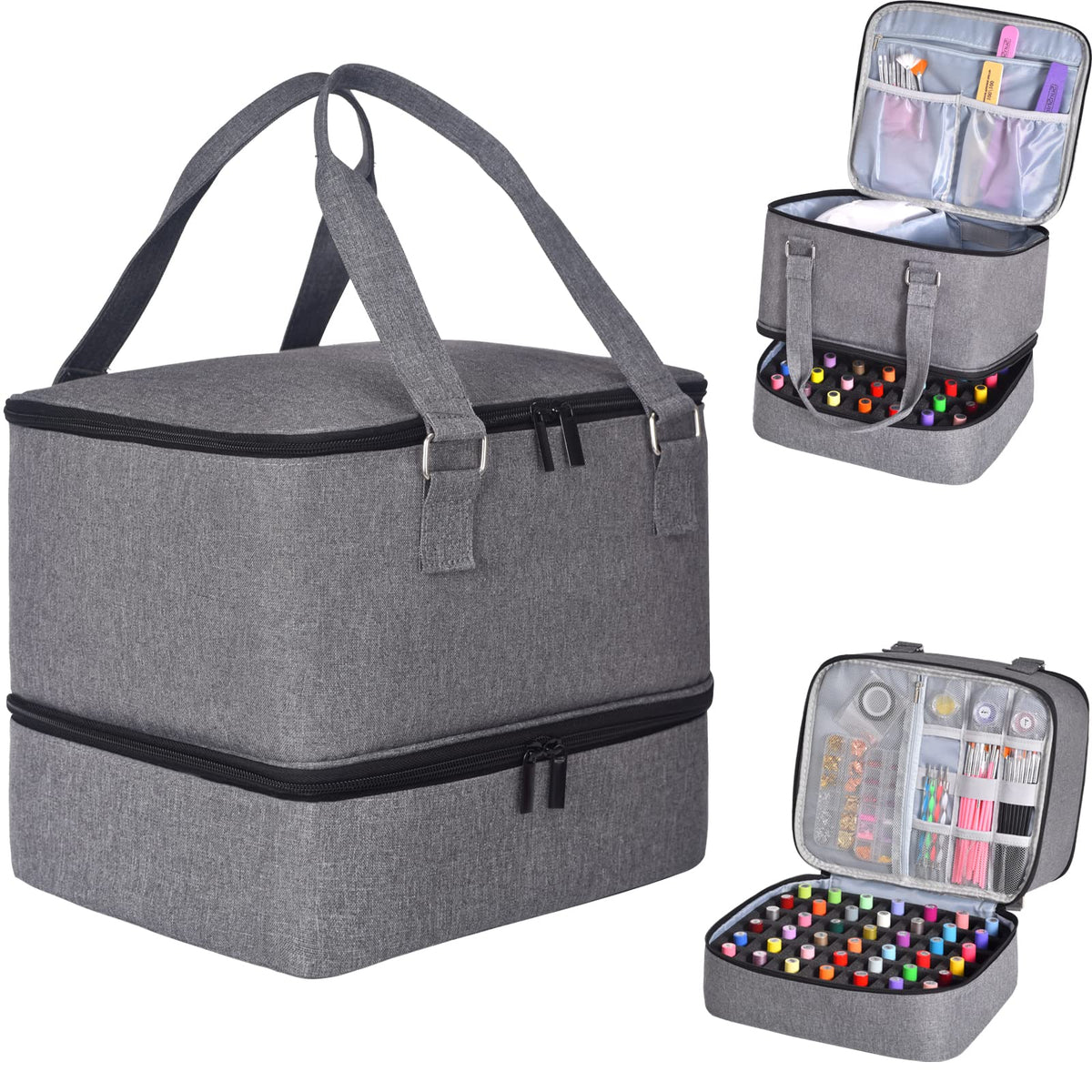 FCQQYWZ Nail Polish Organizer Case front view shows ample storage for bottles