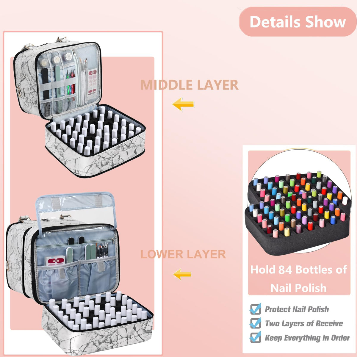 FCQQYWZ upper layer housing lamp and drill storage in the organizer case