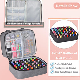 FCQQYWZ Nail Polish Organizer lower compartment holds 42+ bottles securely