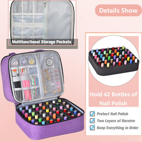FCQQYWZ PU leather nail polish storage bag for durability