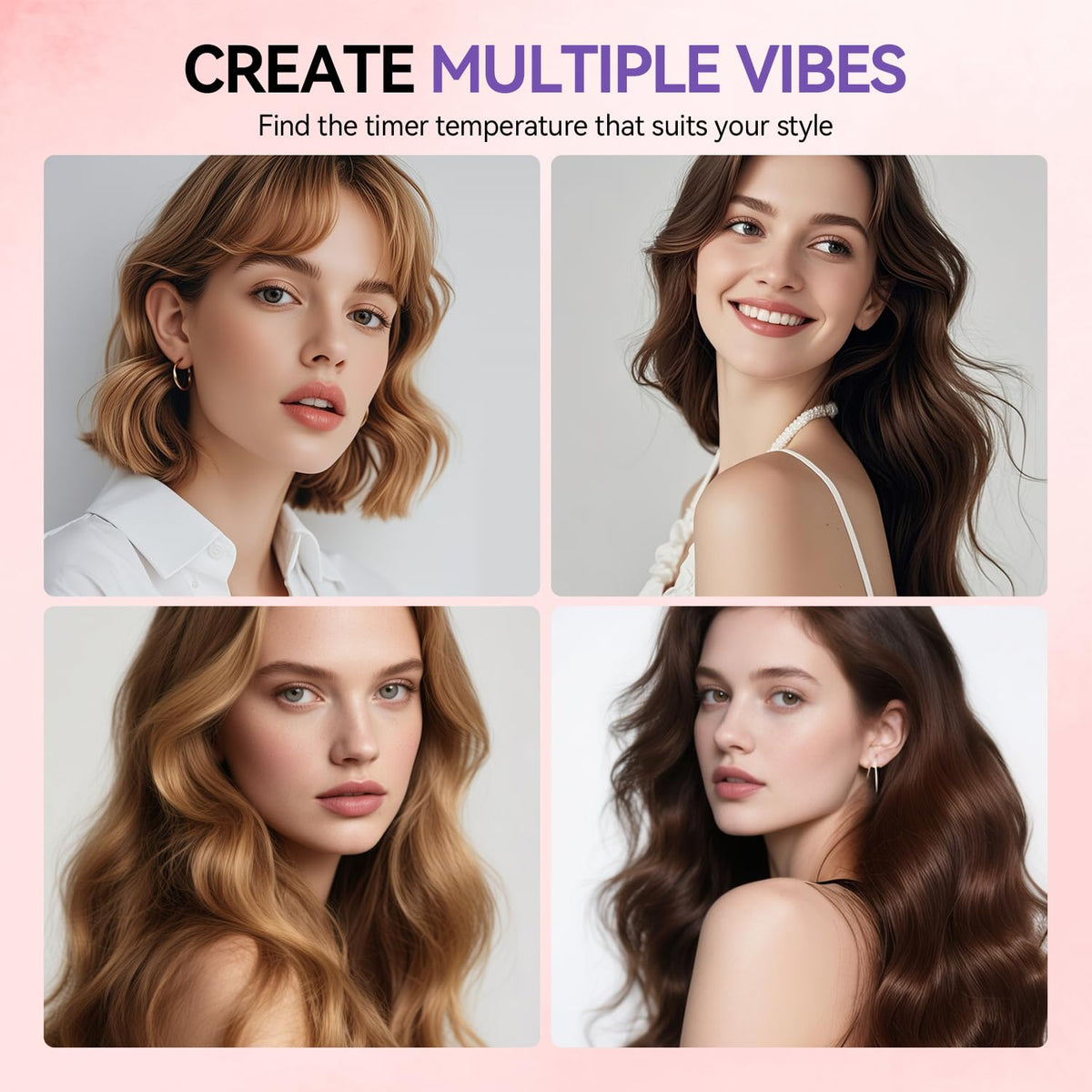 FCSELFLESS curling iron in use creates beachy waves on hair.