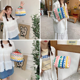 Fcteap small cosmetic purse in colorful dots for compact storage.