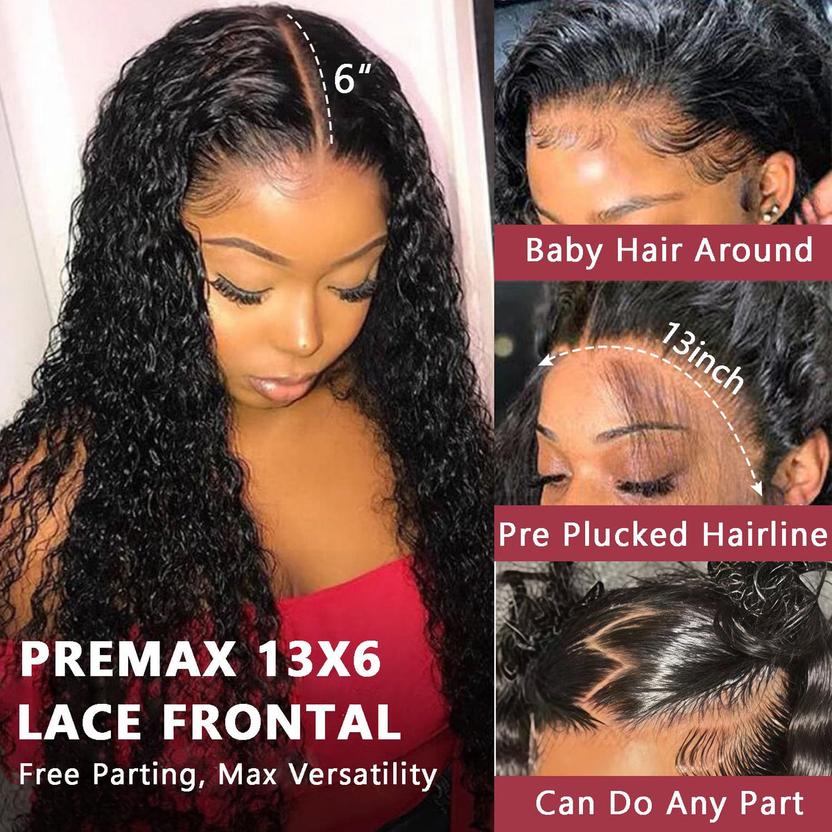 FCUFCU 13x6 HD lace front detail showing natural parting.