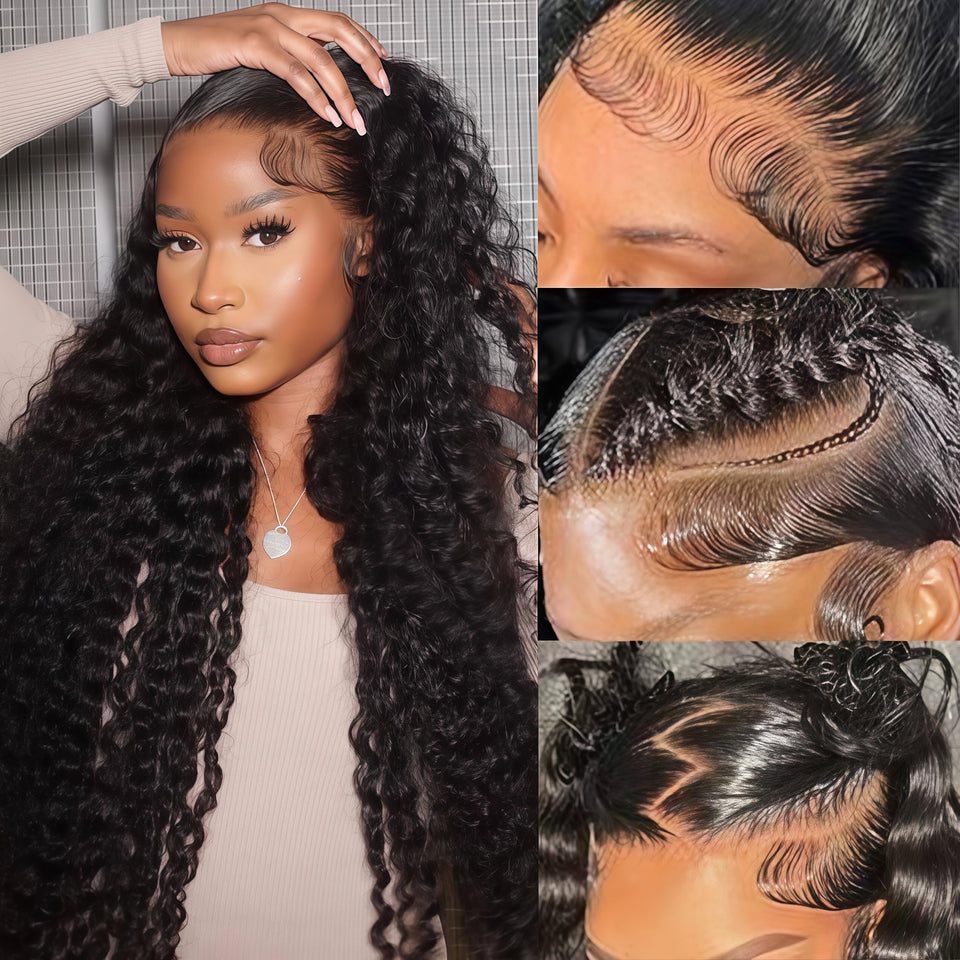 FCUFCU 32-inch water wave lace front wig for dramatic length and volume.