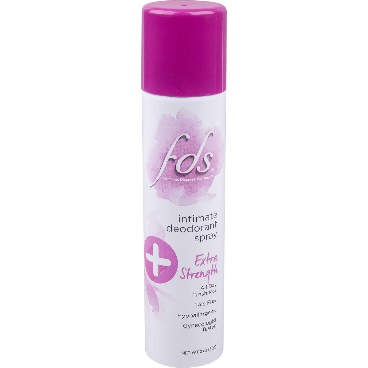 FDS Intimate + Body Dry Spray Deodorant, 2-ounce bottle, quick-dry for long-lasting freshness.
