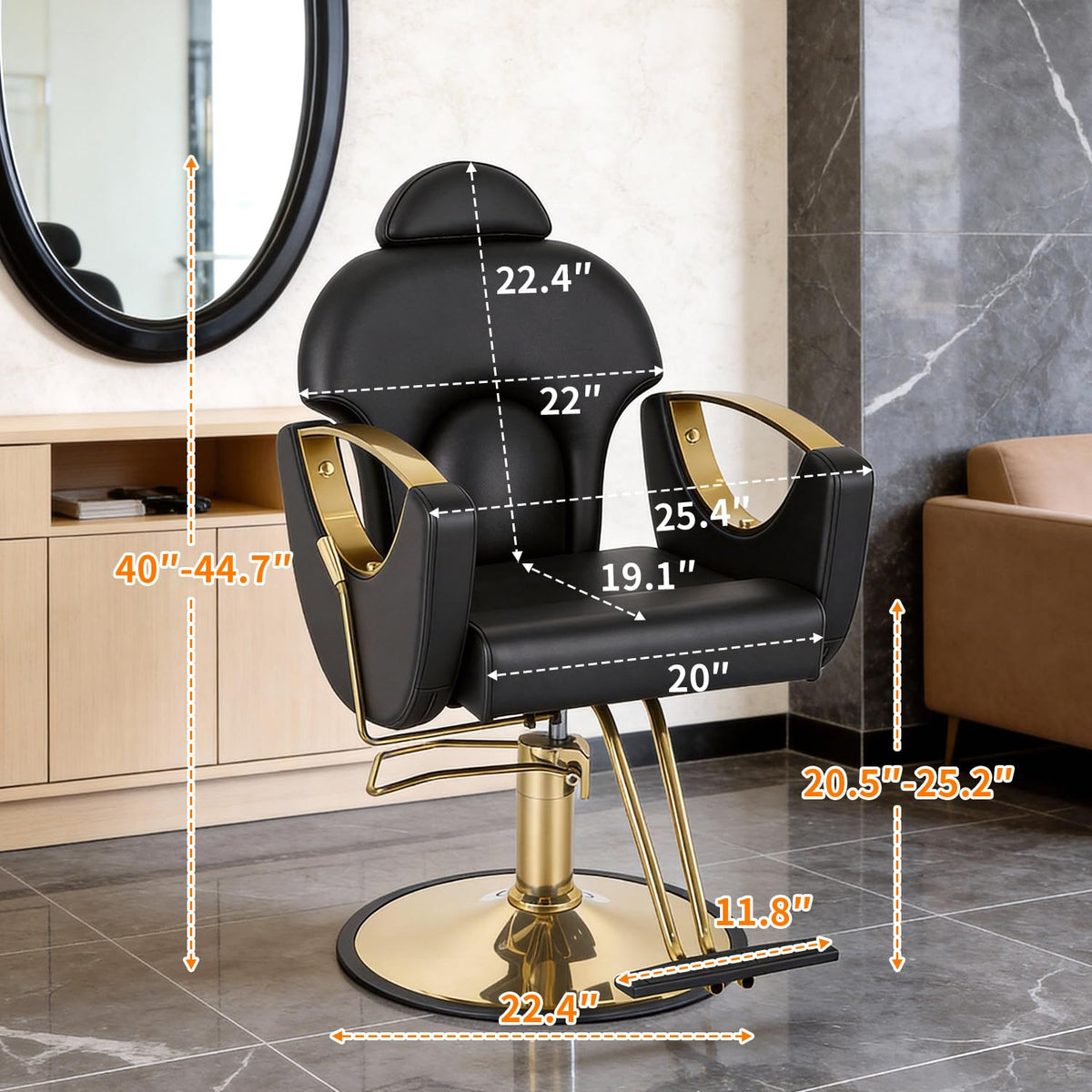 FDW professional salon chair black finish, modern aesthetic blends with barber, salon, and spa environments.