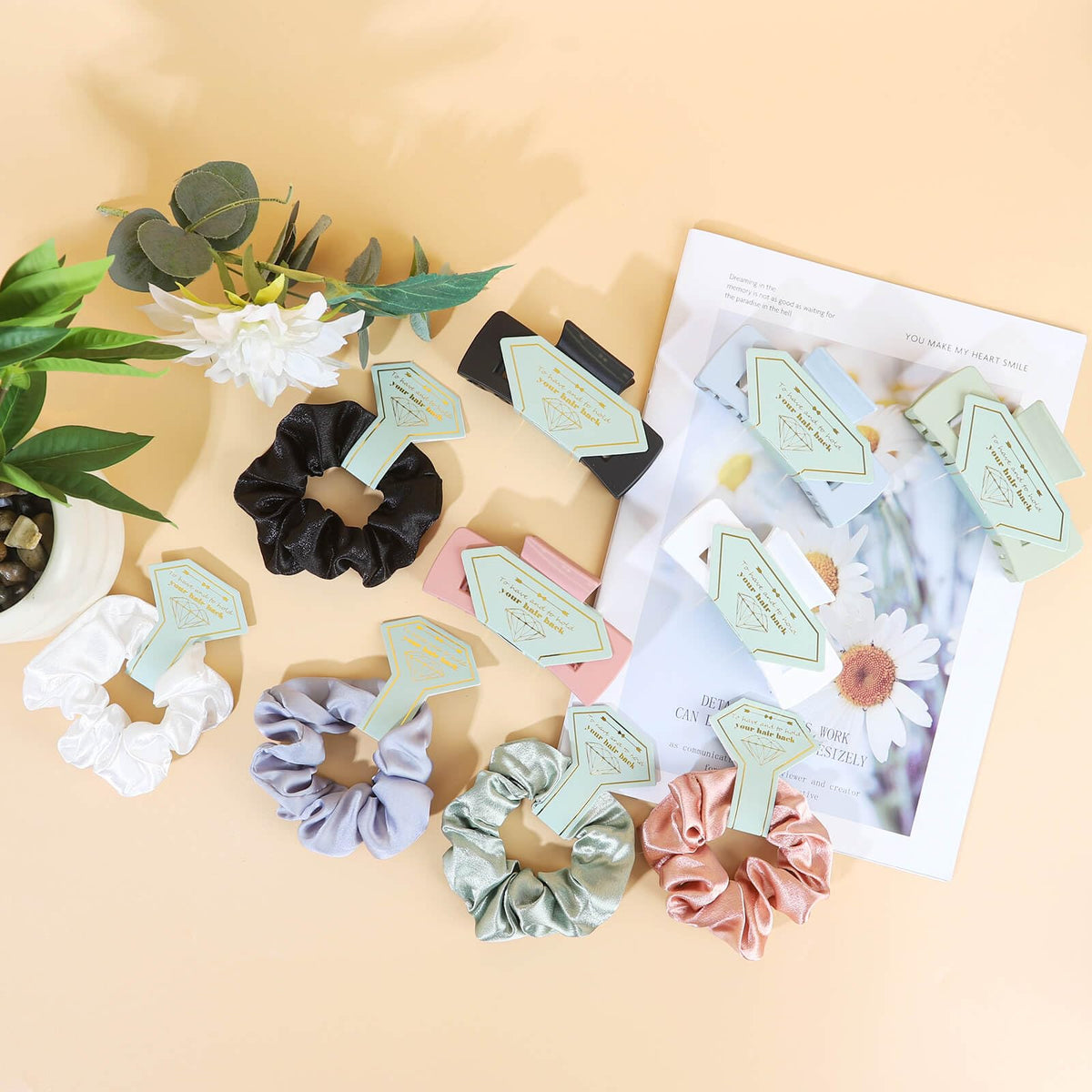 Featch bachelorette party favors in white and sage tones