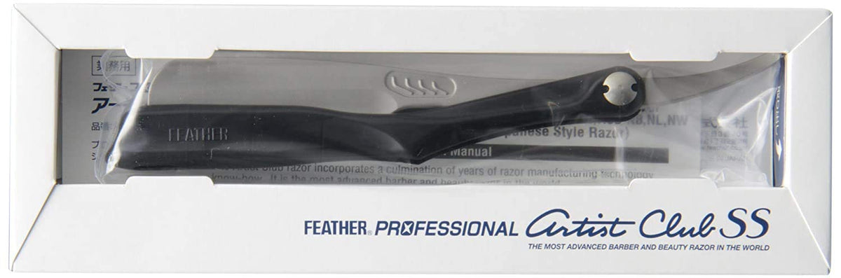 Feather Artist Club Black SS folding razor closed for compact storage