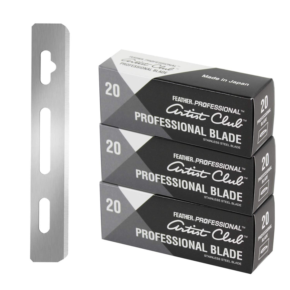 Feather Artist Club professional single-edge blades in a 20-blade pack for consistent precision.