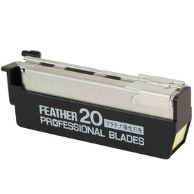 Feather brand barber studio visuals convey professional grooming setup and workflow.