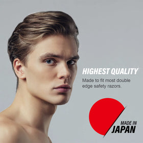 Feather Double Edge Blades platinum-coated edges promise long-lasting sharpness.
