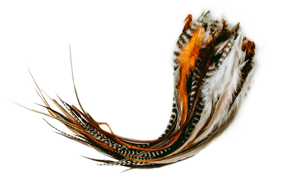 Feather Headz 15 natural fluffy feathers close-up, adding soft, vibrant texture to any style.