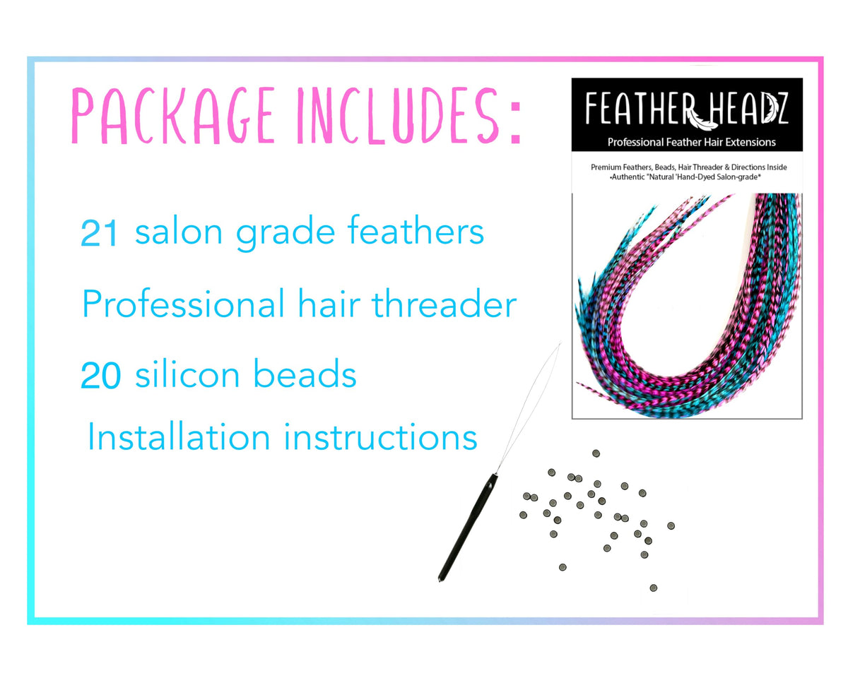 Feather Headz DIY rooster kit with 20 micro-link beads for easy installation.
