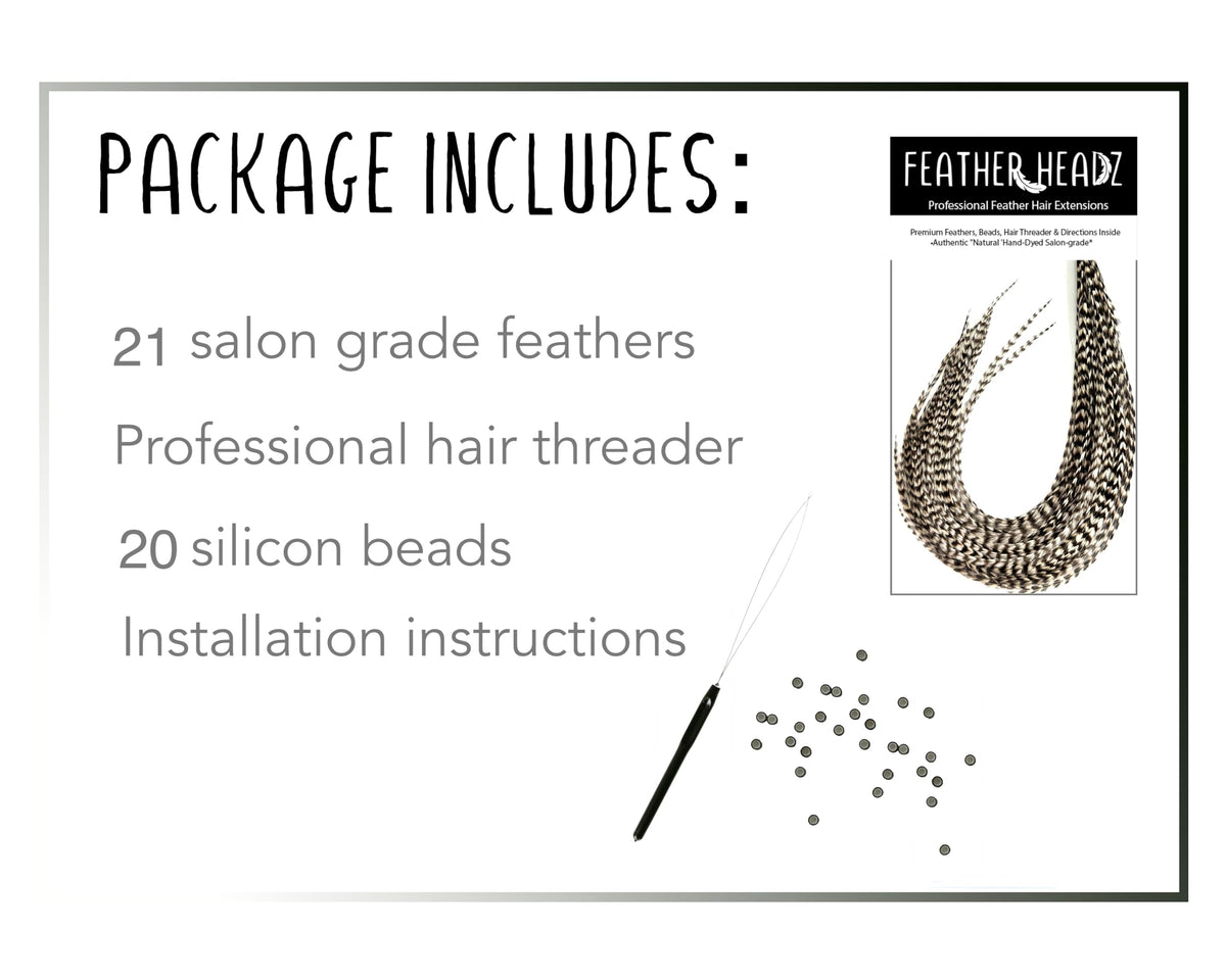 Feather Headz grizzly color extensions worn to show easy, tangle-free styling