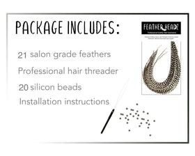 Feather Headz grizzly color extensions worn to show easy, tangle-free styling