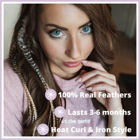 Feather Lily heat-friendly feathers for curling, straightening, and flexible styling.