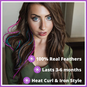 Long real rooster feathers in hot pink for bold color.