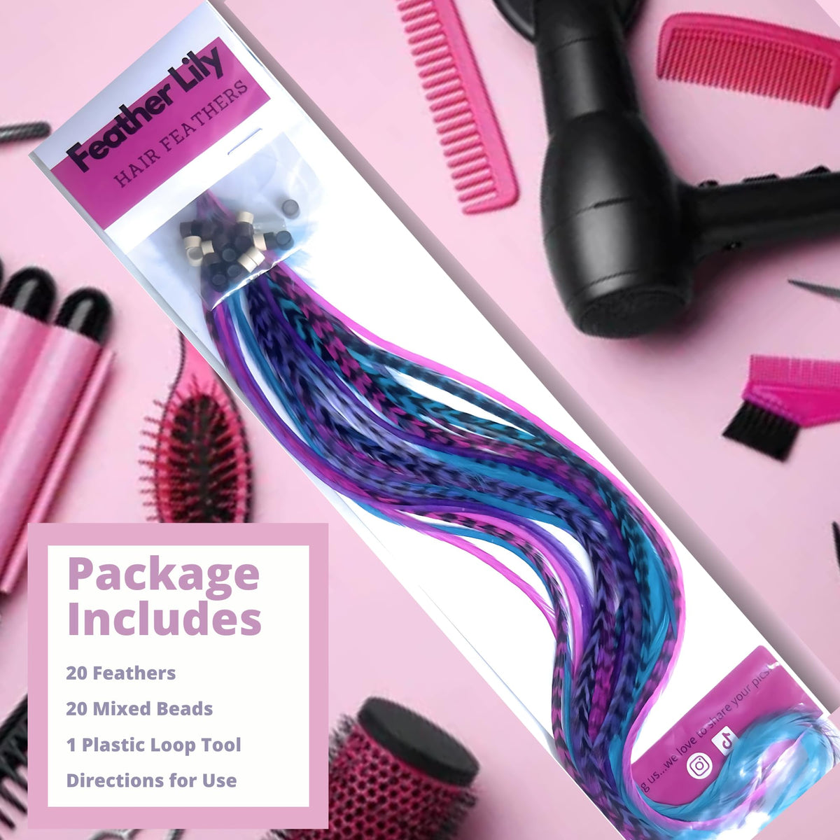 Microlink beads and loop tool for easy DIY application.
