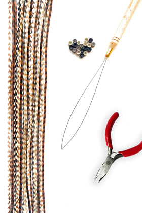 Feather Lily natural hair feathers kit with neutral tones for versatile looks.