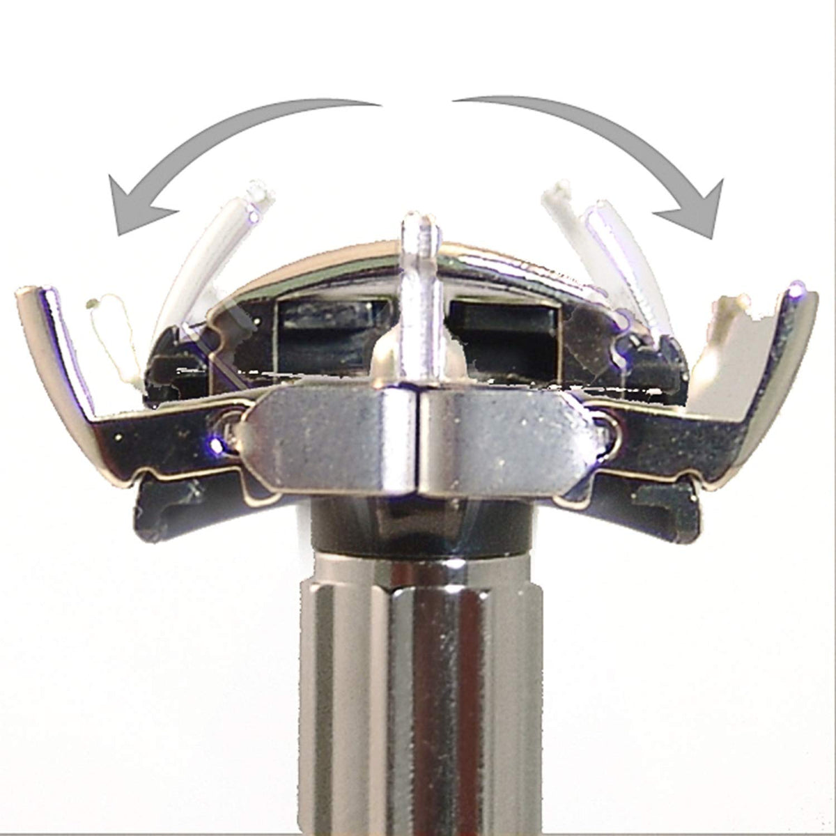 Feather blade-loading action demonstrating quick, safe blade changes.