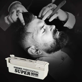 Feather ProSuper stainless steel blade ready for precise grooming