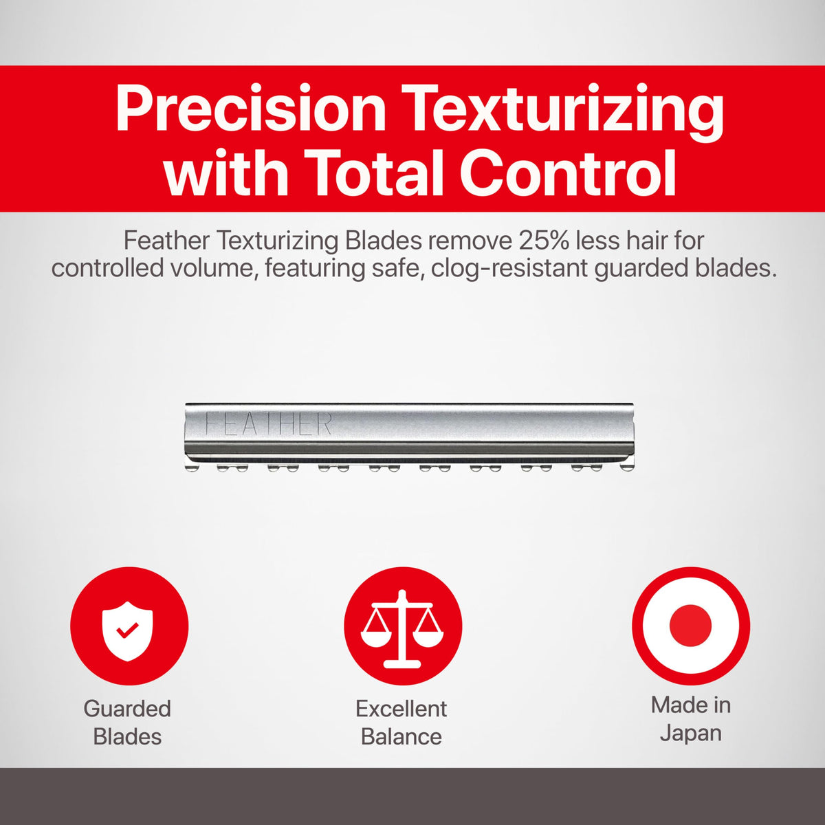 Close-up of Feather blade edge for sharp cutting performance