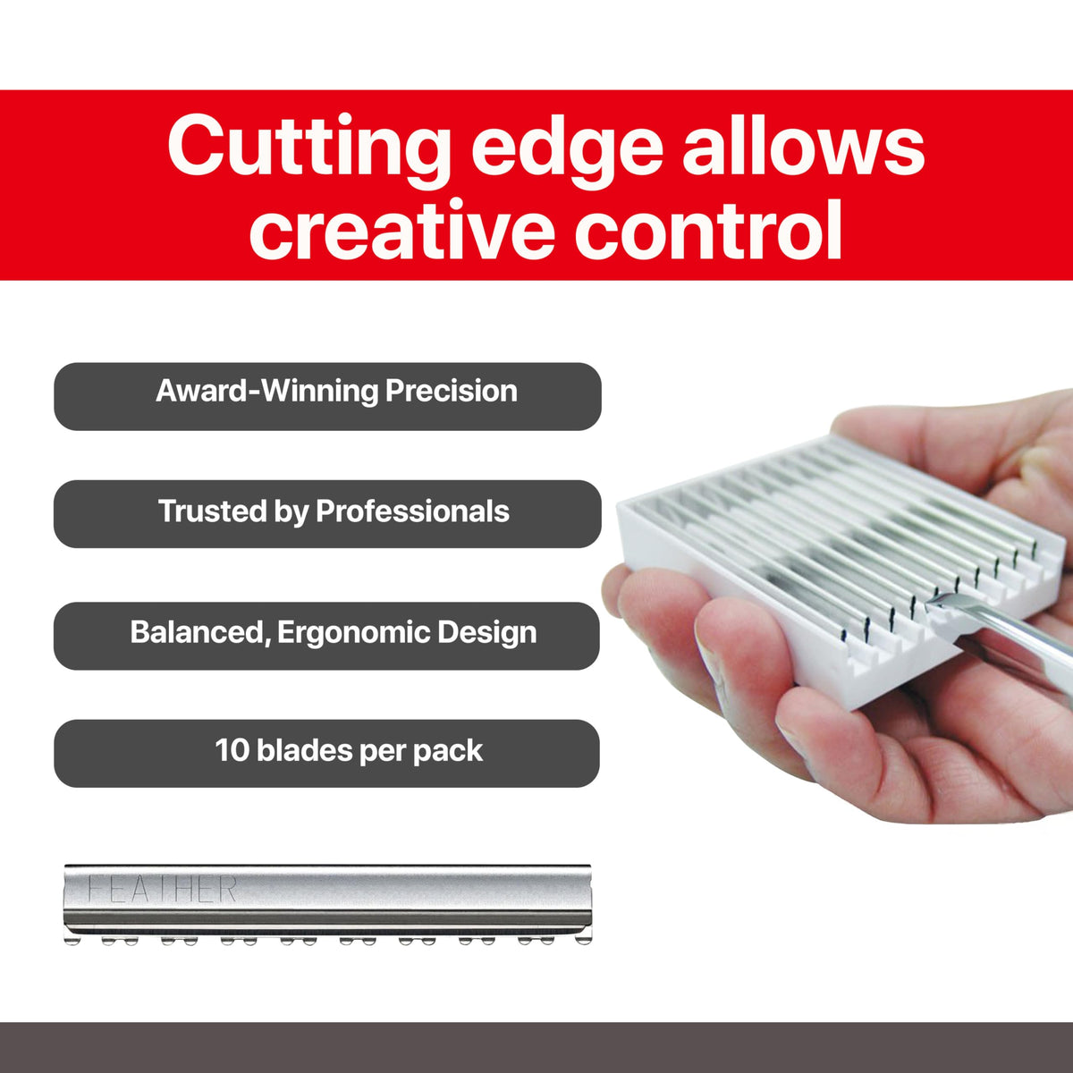 Pack of 10 stainless steel Feather blades for salon reliability