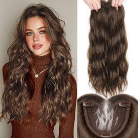 FebFeb hair topper with 20-inch middle part boosts natural volume.