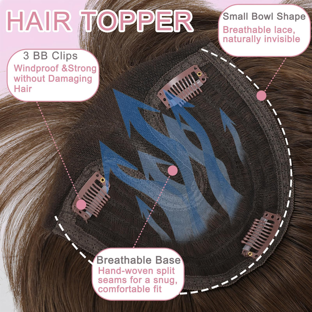 FebFeb lightweight topper on head for daily comfortable wear.