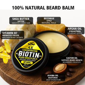 FEBOTE balm being applied to beard, offering lightweight conditioning and subtle shaping.