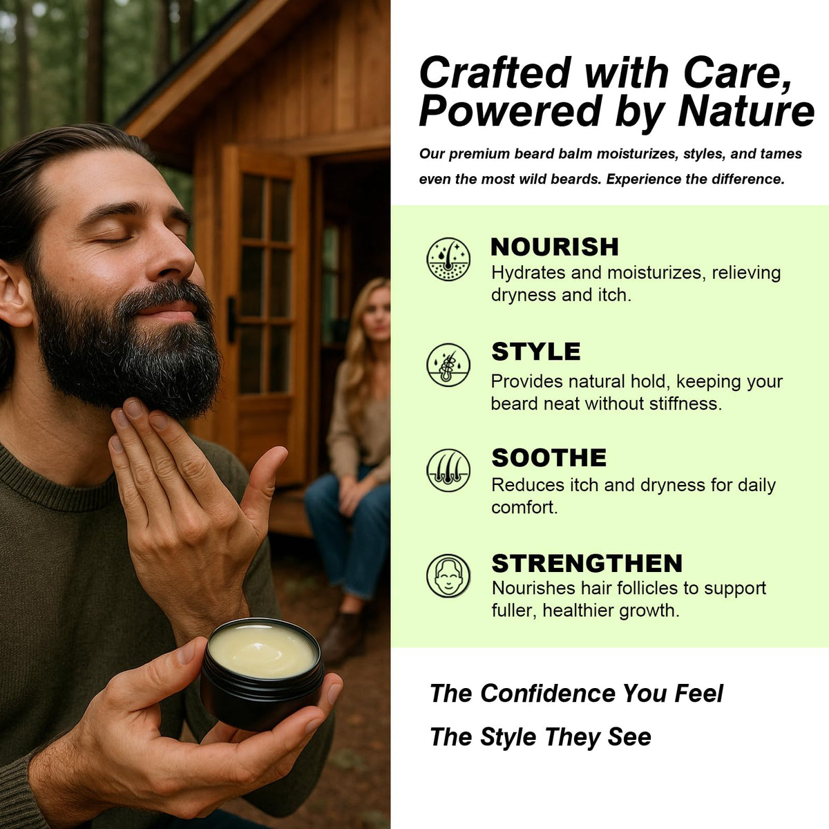 FEBOTE balm texture demonstrates non-greasy, natural hold for daily styling.