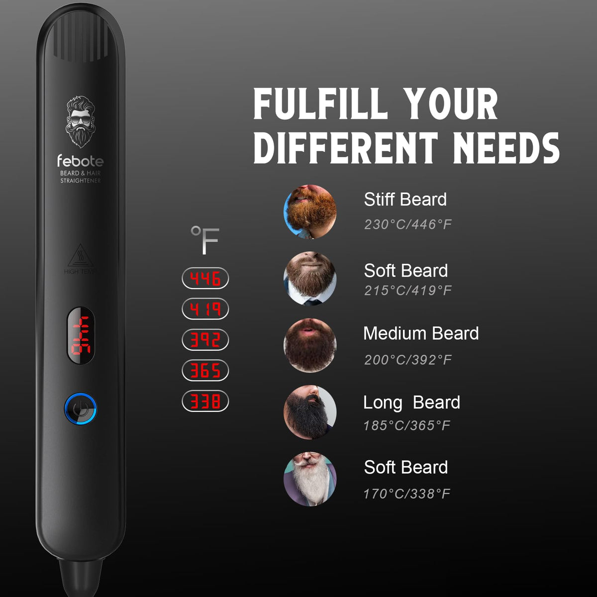 FEBOTE beard comb helps detangle and finish styling