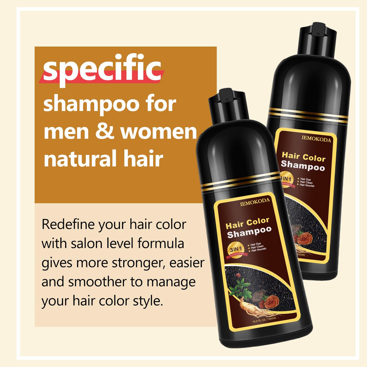 Fedulili color shampoo on hair yields a smooth brown finish
