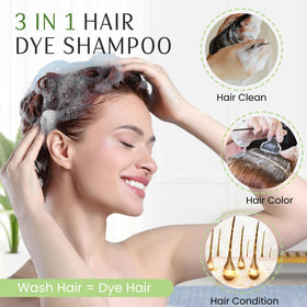 Fedulili dark brown shampoo-3in1 apply shows easy at-home coloring.