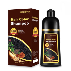 Fedulili dark brown 3in1 shampoo pour demonstrates quick at-home gray coverage.